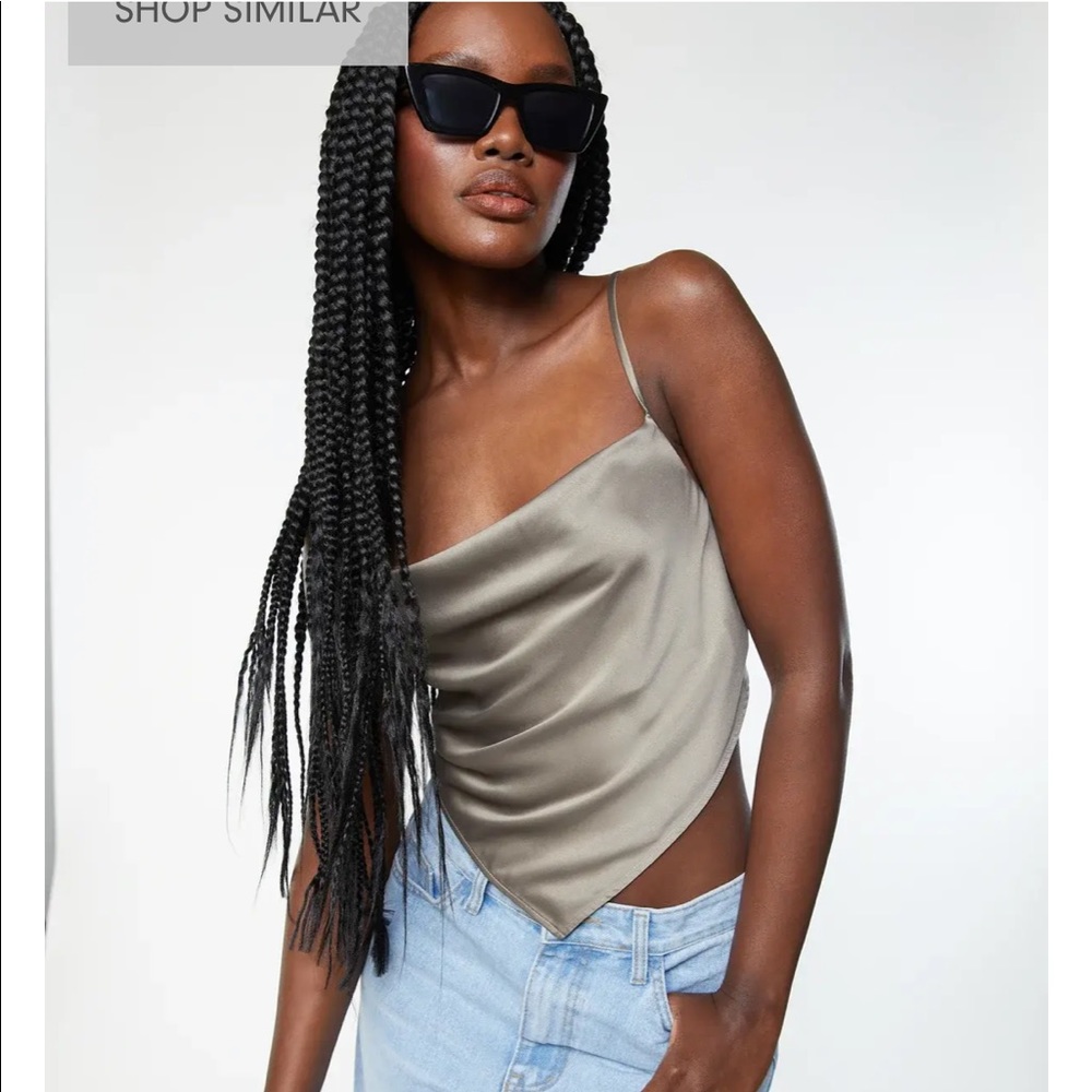 Oak + Fort Satin Handkerchief Top in Slate Grey - Size Medium